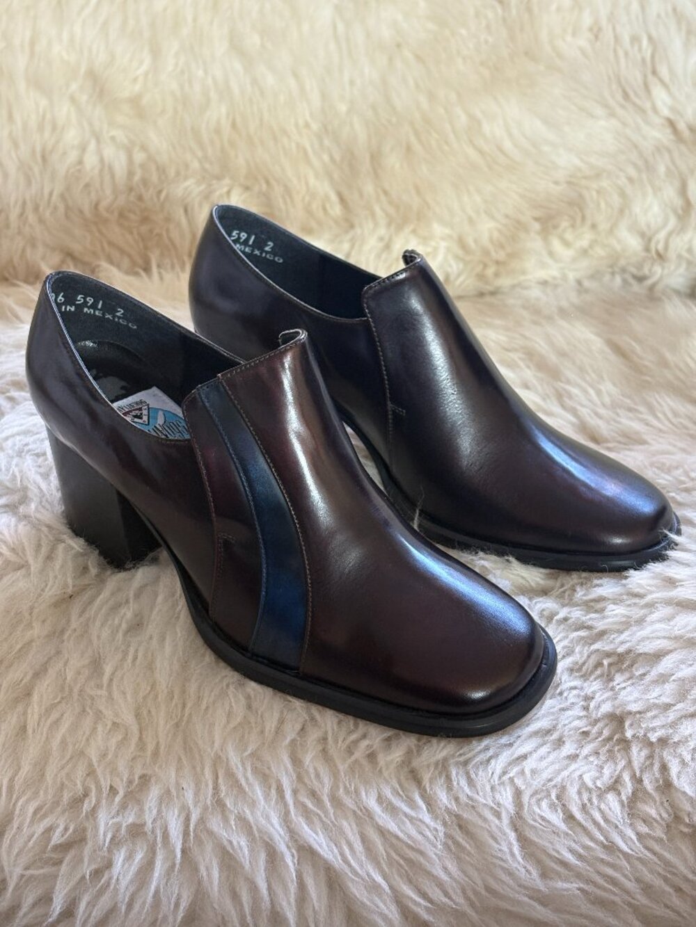 John Fluevog Desoto 1993 Tasty Vogs Deadstock Rounded Square Toe Heels 7